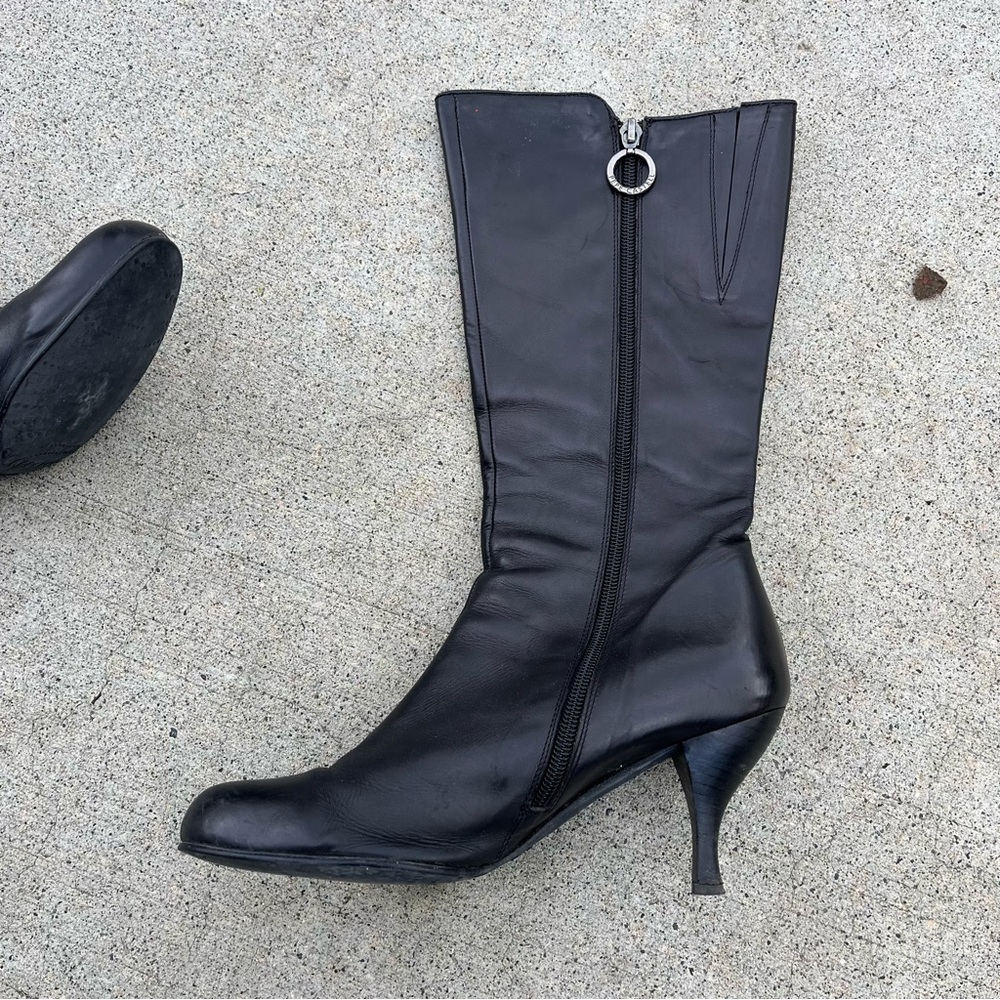 Black 3-inch heel boots
